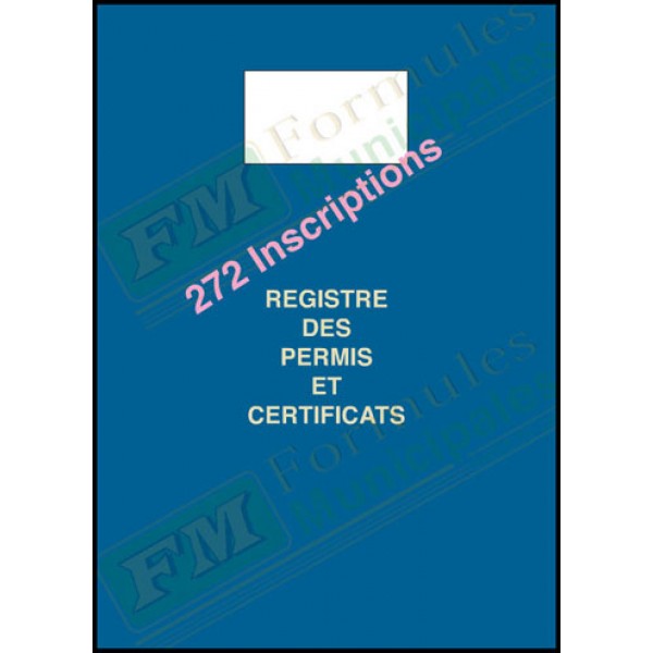 Registre des permis et certificats (272 inscriptions), FLA507/822