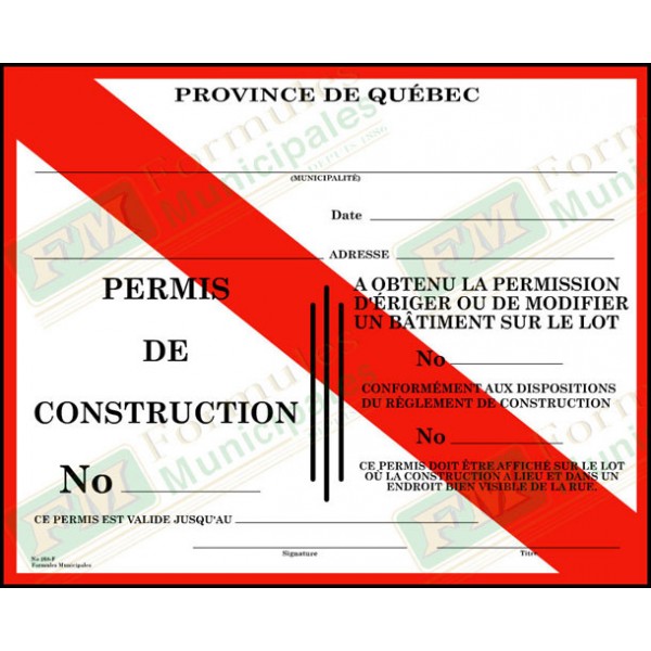 Permis de construction, bande rouge (paquet de 25), FLA651/268-F