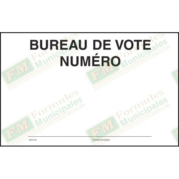 Feuille (autocollant) à apposer sur l'urne pour inscrire no du bureau de vote, MUN009