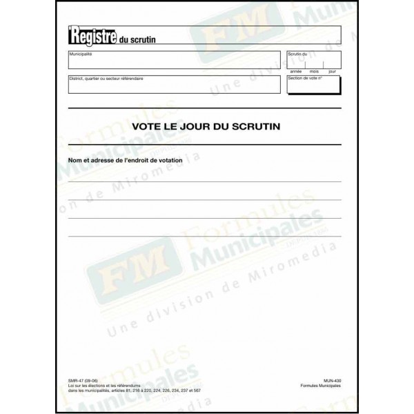 Registre du scrutin, MUN430/SMR-47