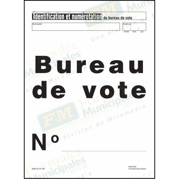 Identification et numérotation du bureau de vote, MUN435/SMR-48